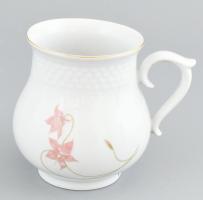 Hollóházi virágmintás bögre, porcelán, jelzett, hibátlan, m: 11,5 cm