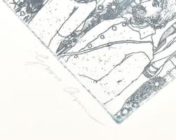 Gross Arnold (1929-2015): A Spanyol Lépcső Rómában. Ofszet nyomat, papír, jelzett, üvegezett keretbe...