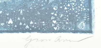 Gross Arnold (1929-2015): Művészetek kertje. Ofszet nyomat, papír, jelzett, üvegezett keretben, 16×2...