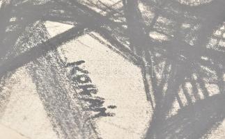 Kohán György (1910-1966): Konstruktív fej. Kréta, papír, jelzett. Üvegezett fakeretben. 23,5x18 cm