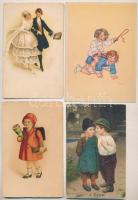 14 db RÉGI motívum képeslap vegyes minőségben: gyerekek, párok / 14 pre-1945 motive postcards in mixed quality: children, couples
