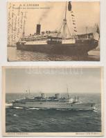 2 db RÉGI hajós motívum képeslap vegyes minőségben / 2 pre-1945 ship motive postcards in mixed quality: Motonave Victoria, SS Angers