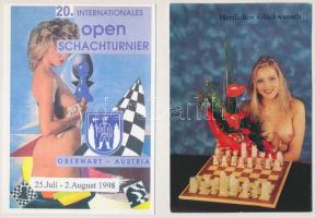 6 db főleg MODERN külföldi képeslap vegyes minőségben: erotikus sakk is / 2 pre-1945 ship motive pos...