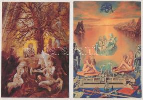 5 db MODERN erotikus sakk művész képeslap Badacsonyi Sándortól / 5 modern erotic chess postcards