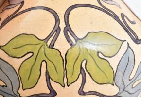 Fischer Emil (1863-1937): Szecessziós díszváza. Fajansz, jelzett: "Des. 20I" és 185 formas...