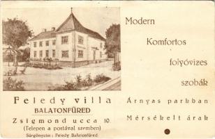 Balatonfüred, Feledy villa, nyaraló reklámja. Zsigmond utca 10. (EK)