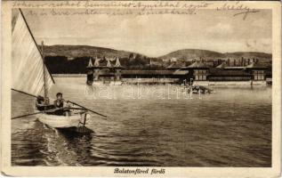 1925 Balatonfüred, strandfürdő, csónak (EK)