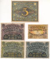 Nagyszőllős 1919. 50f + 1K + 2K + 3K + 5K "Ugocsai Világítási Rt." értékjegy T:I- ragasztó...