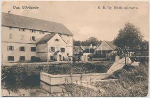1920 Vasvörösvár, Rotenturm an der Pinka; G.E.Gy. (Gróf Erdődy Gyula) Emilia műmalom. Sauer Gyula tulajdona / Kunstmühle / mill (fa)