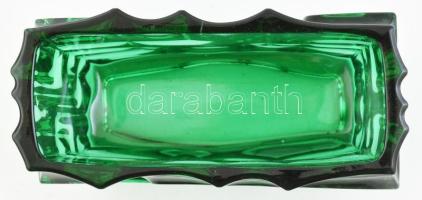 Vladislav Urban retró design zöld üveg váza, jelzés nélkül, néhány hajszálrepedéssel, 18,5x8,5x12 cm