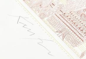 Kass János (1927-2010): Menyecske. Rézkarc, papír, jelzett, üvegezett fakeretben, 14,5×14,5 cm