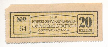 Ostffyasszonyfa / Hadifogolytábor 1916. 20h I. kiadás T:III Hungary / Ostffyasszonyfa / POW Camp 1916. 20 Heller 1st serie C:XF Adamo HHO-1.3