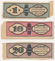 Budapest ~1919-1925 10f + 20f + 1K Lehel élelmiszerjegy T:III tömbről rosszul letépve Adamo BUC148