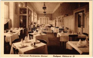 Budapest VIII. Restaurant Kovácsevics étterem, belső. Rákóczi út 29.