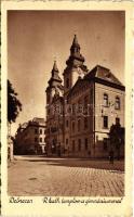 1937 Debrecen, Római katolikus templom a gimnáziummal (ragasztónyom / glue marks)