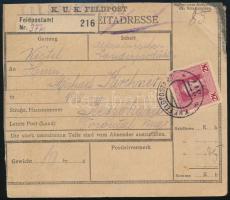 1918 Károly fejes 2K csomagszállítón / parcel card FP 377b - Rezsőháza