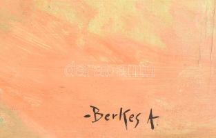 Berkes jelzéssel: Városi forgatag. Olaj, vászon. Dekoratív fa keretben, 62x104 cm