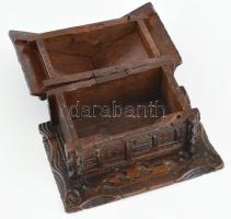 Alpesi ház formájú fadoboz, 11x15,5x10 cm