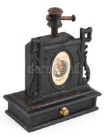 Régi kártyatartó, fa, kopott, m: 27,5 cm