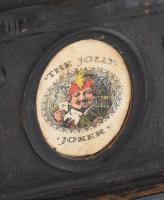 Régi kártyatartó, fa, kopott, m: 27,5 cm