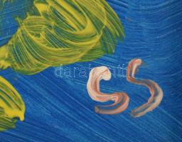 SS jelzéssel: Piros-zöld fej. Akril, karton, fakeretben, 37x34,5 cm