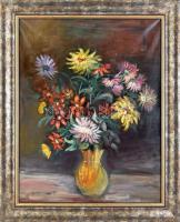 Jelzés nélkül: Virágcsendélet. Olaj, vászon, keretben, 71x57 cm