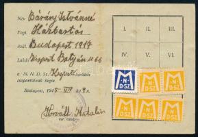 1945 Kispest, Magyar Nők Demokratikus Szövetsége tagsági könyv