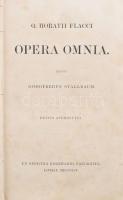 Q. Horatii Flacci Opera omnia. Edidit. Gedofredus Stallbaum. Editio Stereotypa. Lipsiae, 1854., Ex Officina Bernhardi Tauchnitz, LXXXIV+232 p. Átkötött kopott félvászon-kötés, kopott borítóval, kissé foltos lapokkal, néhány ceruzás jegyzettel, aláhúzással, az index hiányzik a végéről, de maga a szöveg teljes.