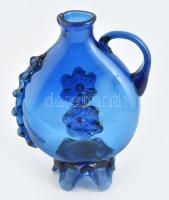 Kék hutaüveg, kopott, m: 26 cm
