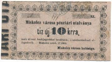 Miskolc 1860. 10kr Miskolcz városa pénztári utalványa A 1412 T:III fo. Adamo MIS2.1