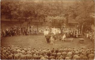 1916 Nagykároly, Carei; Tábori mise katonákkal / military field mass with soldiers. photo (EK)