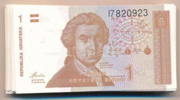 Horvátország 1991. 1D (100x) közte sorszámkövetők T:I,I- Croatia 1991. 1 Dinar (100x) with consecutive serials in it C:UNC,AU  Krause P#16