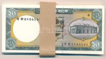 Banglades 2011. 20T (40x) közte sorszámkövetők, kötegelővel T:I,I-  Bangladesh 2011. 20 Taka (40x) consecutive serials in it, with currency strap C:UNC,AU  Krause P#48