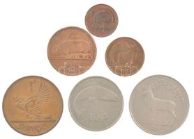 Írország 1942-1971. 1/2p (2xklf) + 1p (2xklf) + 10p + 1990. 1Ł T:2,2- patina, közte ph. Ireland 1942-1971 1/2 penny (2xdiff) + 1 penny (2xdiff) + 10 penny + 1990. 1 Pound C:XF-VF patina, among edge error