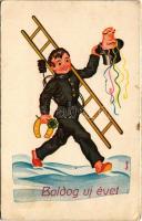 1939 Boldog újévet! kéményseprő / New Year greeting, chimney sweeper s: Gyulai (EK)
