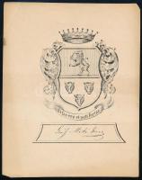 cca 1890 Gróf Mikó Imre családi címeres aláírt ex librise 10x13 cm