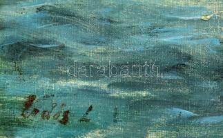 Erdős Lajos (1897-?): Tehenek a vízben. Olaj, vászon, jelzett. Dekoratív, kissé sérült fakeretben, 5...