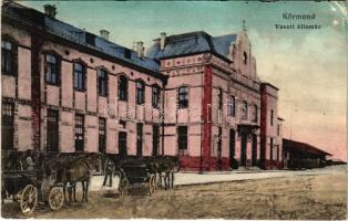 1916 Körmend, vasútállomás, lovaskocsik (Rb)