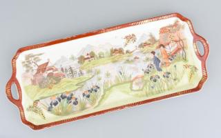 Japán szendvicses készlet, hat személyes, kézzel festett jelzett, kis csorbákkal