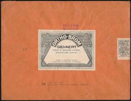 cca 1910-1920 Ortho-Brom ezüst-bromid zselatinos fotópapír, nagyméretű reklámboríték, Hatschek és Farkas fotószaküzletének bélyegzőjével, kisebb foltokkal, 26x20 cm