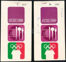 1968 Mexikói olimpia, 2 db étkezési kuponfüzet