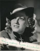 Simor Erzsi (1913-1977) színésznő dedikált fotója Pálházy Gyula filmfotósnak, 27,5×22 cm