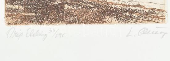 Almásy László (1926-): Budai vár. Rézkarc, papír, jelzett, számozott (33/295), hátoldalán autográf f...