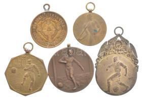 5xklf bronz és ezüstözött bronz labdarúgó díjérem-tétel az 1920-1930-as évekből T:2,2- patina