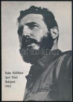 1962 Budapest, Ipari Vásár, Kuba Kiállítása, Fidel Castro kubai vezetőt ábrázoló propaganda- / reklámnyomtatvány, 14,5x10 cm