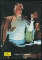 Leonard Bernstein (1918-1990) zeneszerző, karmester, zongoraművész autográf aláírása őt ábrázoló kép...