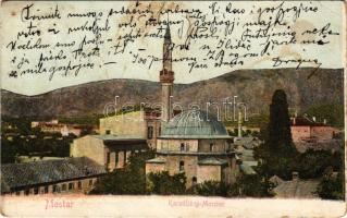 1900 Mostar, Karadzibeg Moschee / Karadoz Bey Mosque + K. UND K. MILIT. POST MOSTAR (tiny pinholes)