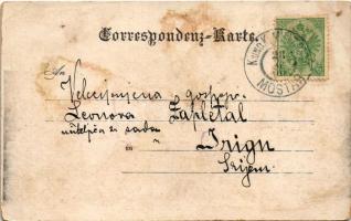 1900 Mostar, Karadzibeg Moschee / Karadoz Bey Mosque + "K. UND K. MILIT. POST MOSTAR" (tin...