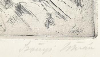 Szőnyi István (1894-1928): Tél (Zebegény). Rézkarc, papír, jelzett, üvegezett fakeretben, 27×31 cm