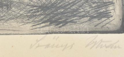 Szőnyi István (1894-1960): Szérűskert. Rézkarc, papír, jelzett, üvegezett fakeretben. 30,5x38 cm